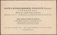 Information Card, Hotel Schweizerhof, Cologne, C.1920s - Sports & Tourisme