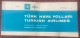 T.H.Y. TURKISH AIRLINES ,TICKET ,1972 - Europa
