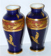 Delcampe - -PAIRE DE VASES PORCELAINE De LIMOGES ORFEBRERIA AWEZIN Bleu De FOUR & Dorures   E - Limoges (FRA)