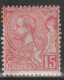 MONACO - 1891 - YVERT N° 15 * MH - PETITE ROUSSEUR - COTE = 250 EUR. - Nuevos