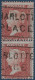 Grande Bretagne N°14 En Paire 1 Penny Rouge Brun Oblitérée Griffe Rectangle CHARLOTTE PLACE Rare & TTB - Oblitérés