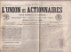 431/39 -  Timbre JOURNAUX No 1 Sur Journal Economique Complet 8 Pages L' Union Des Actionnaires Du 25 Mai 1869 - Journaux