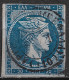 GREECE 1872-76  Large Hermes Meshed Paper Issue 20 L Deep Blue Vl. 55 / H 41 B - Usati