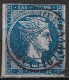 GREECE 1872-76  Large Hermes Meshed Paper Issue 20 L Deep Blue Vl. 55 / H 41 B - Gebruikt