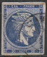 GREECE 1875-80 Large Hermes Head On Cream Paper 20 L Ultramarine Vl. 65 D / H 51 - Oblitérés