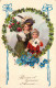 CPA - ENFANTS En Manteau Avec Chapeau - Cercle De Fleurs - CARTE POSTALE ANCIENNE - Altri & Non Classificati