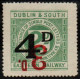 1920 Dublin & South Eastern 2d With 4d Black Overprint Over 3d Red Ovpt. INVERTED.  Read On ..... - Spoorwegen & Postpaketten