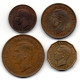 GREAT BRITAIN - Set Of Four Coins 1 Farthing, 1/2, 1, 3 Pence, Bronze,Nickel-Brass, Year 1937-48, KM #843, 844, 845, 849 - Sonstige & Ohne Zuordnung