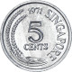 Monnaie, Singapour, 5 Cents, 1971 - Singapour