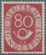 Bundesrepublik Deutschland: 1951, Posthorn 80(Pf) Mit Plattenfehler "Feder" Stri - Unused Stamps