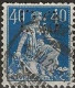 SWITZERLAND 1908 Sitting Helvetia - 40c. - Blue FU PERFIN MARKED "DC" - Perforés