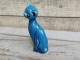Statue Chat Porcelaine Émail Turquoise - Other & Unclassified