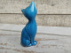 Statue Chat Porcelaine Émail Turquoise - Autres & Non Classés