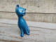 Delcampe - Statue Chat Porcelaine Émail Turquoise - Andere & Zonder Classificatie