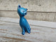Delcampe - Statue Chat Porcelaine Émail Turquoise - Other & Unclassified