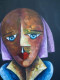 Delcampe - Alain RIGOLLIER (1955- ) Huile Sur Toile "Portrait Femme Aux Yeux Bleus" Inspiration Cubiste école Française - Acryl