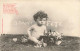 ENFANTS - Bonne Fête -  Un Bébé Assis Par Terre - Carte Postale Ancienne - Portraits