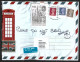 2023 UK To USA, "Last Use Non Barcode" Queen Elizabeth 8p,50p,97p,1.00 £,Map,Telephone Booth,Airmail, Pouch Cover (**) - Unclassified