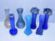 -LOT De 7 PETITS VASES VERRE 6 De Couleur Bleue & 1 Incolore Jus De Grenier     E - Vases