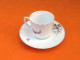 Delcampe - Tasse / Soucoupe à Café Ancienne Porcelaine Blanche Décor Floral / Papillon - Autres & Non Classés