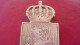 BRONZE 106G FER A DORER MATRICE EX LIBRIS HERALDISME BLASON LION  HACHE COURONNE VANACKER BELGIQUE - Royal / Of Nobility