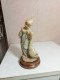 Statuette En Albatre XIXème Jeune Fille Et Canard Hauteur 18,5 Cm Sur Support Marbre - Stone & Marble