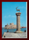 1969 Greece Postcard Lighthouse And Small Harbour Rhodes Rodi Dodecaneso Posted To Scotland 2scans - Storia Postale