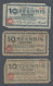 3 Billets Stadtcöln 1917 10 Pfennig, Gutschein über, Cein 1918, Billets Nécessité ? WWI 1ère Guerre Mondiale Cologne DE - Autres & Non Classés