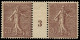 ** FRANCE - Poste - 131, Paire Millésime "3" (millésime *): 20c. Semeuse Lignée - Unused Stamps