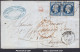 FRANCE PAIRE N°14A SUR LETTRE POUR LONDRES AVEC PC 2909 SOISSONS DU 27/01/1587 - 1853-1860 Napoléon III