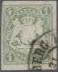 O/Briefstück Bayern - Marken Und Briefe: 1867, Staatswappen Auf Sockel, 1 Kr. Grün, Geschnitt - Otros & Sin Clasificación