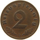 GERMANY 2 PFENNIG 1937 D #c083 0077 - 2 Reichspfennig