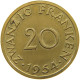 GERMANY WEST 20 FRANKEN 1954 SAARLAND #a019 0697 - 20 Franken