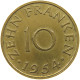 GERMANY WEST 10 FRANKEN 1954 SAARLAND #a047 0497 - 10 Franken