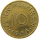 GERMANY WEST 10 FRANKEN 1954 SAARLAND #a021 0171 - 10 Franken