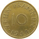 GERMANY WEST 10 FRANKEN 1954 SAARLAND #a021 0169 - 10 Franken