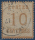 FRANCE Alsace Lorraine FEV 1870 N°5 10c Bistre Burelage Renversé Oblitéré Française De HAGUENAU TTB - Used Stamps