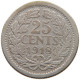 NETHERLANDS 25 CENTS 1918 #a032 0937 - 25 Cent