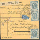 BUNDESREPUBLIK 134 VB BRIEF, 1954, 50 Pf. Posthorn Im Viererblock Rückseitig Auf Paketkarte Mit 3-mal 50 Pf. Zusatzfrank - Autres & Non Classés