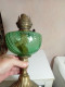 Delcampe - Lampe A Pétrole XIXème Bronze Et Verre Ancienne Hauteur 32 Cm Diamètre 14 Cm - Lighting & Lampshades