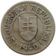 SLOVAKIA KORUNA 1940  #s072 0693 - Eslovaquia