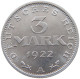 WEIMARER REPUBLIK 3 MARK 1922 A  #a070 0555 - 3 Mark & 3 Reichsmark