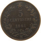 ITALY 5 CENTESIMI 1861 M Vittorio Emanuele II. 1861 - 1878 #c003 0417 - Andere & Zonder Classificatie