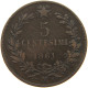 ITALY 5 CENTESIMI 1861 M Vittorio Emanuele II. 1861 - 1878 #a066 0327 - Sonstige & Ohne Zuordnung