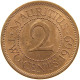 MAURITIUS 2 CENTS 1969 Elizabeth II. (1952-2022) #s023 0291 - Mauritius