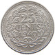 NETHERLANDS 25 CENTS 1940 Wilhelmina 1890-1948 #c040 0417 - 25 Centavos