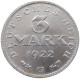 WEIMARER REPUBLIK 3 MARK 1922 G  #MA 098652 - 3 Mark & 3 Reichsmark