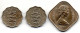 GUERNSEY, Set Of Three Coins 3 Pence, 10 Shillings, Copper-Nickel, Year 1956-66, KM # 17, 18, 19 - Guernesey