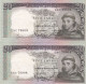 PORTUGAL BANK NOTE - BANKNOTE - 20$00 X 2 - FOLLOWED NUMBERS - CH 7  - 26/05/1954 AUNC - Portogallo