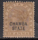 6a (1890) MH Pair Chamba State, QV Series 1887-1895, British India, SG12 - Chamba